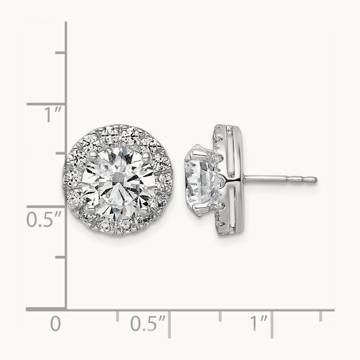 Round Halo Post Earrings, 0.50-7.50 ct tw Lab-Grown Diamond — 6 1/4 ct, 14K White Gold