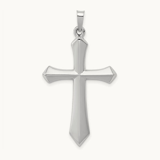 Polished Passion Cross Pendant, 14K White Gold