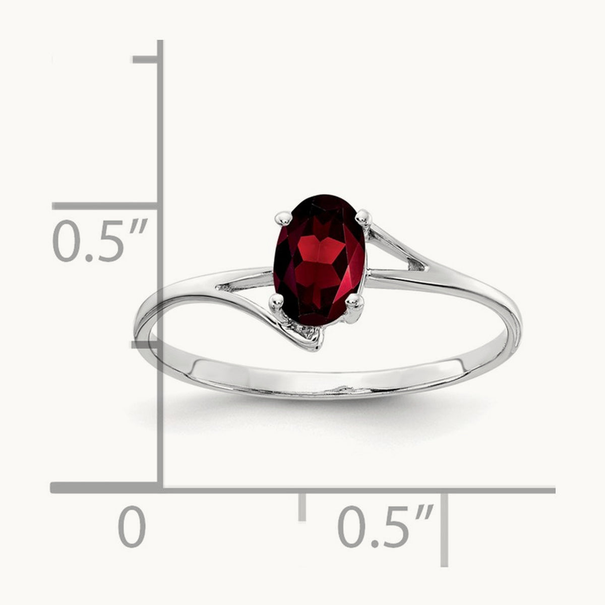 6x4mm Oval Garnet ring, 14K White Gold