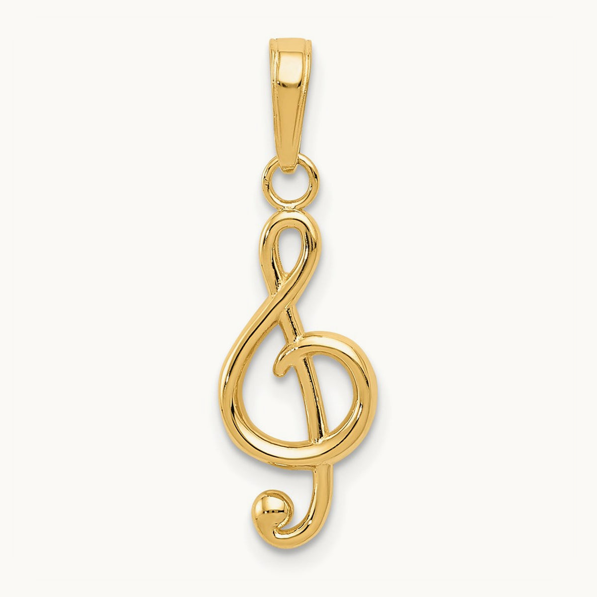 Polished Open-Backed Treble Clef Pendant — 14K Yellow Gold