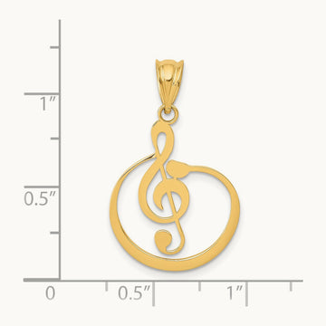 G Clef Musical Note Pendant, 14K