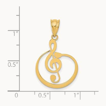 G Clef Musical Note Pendant, 14K