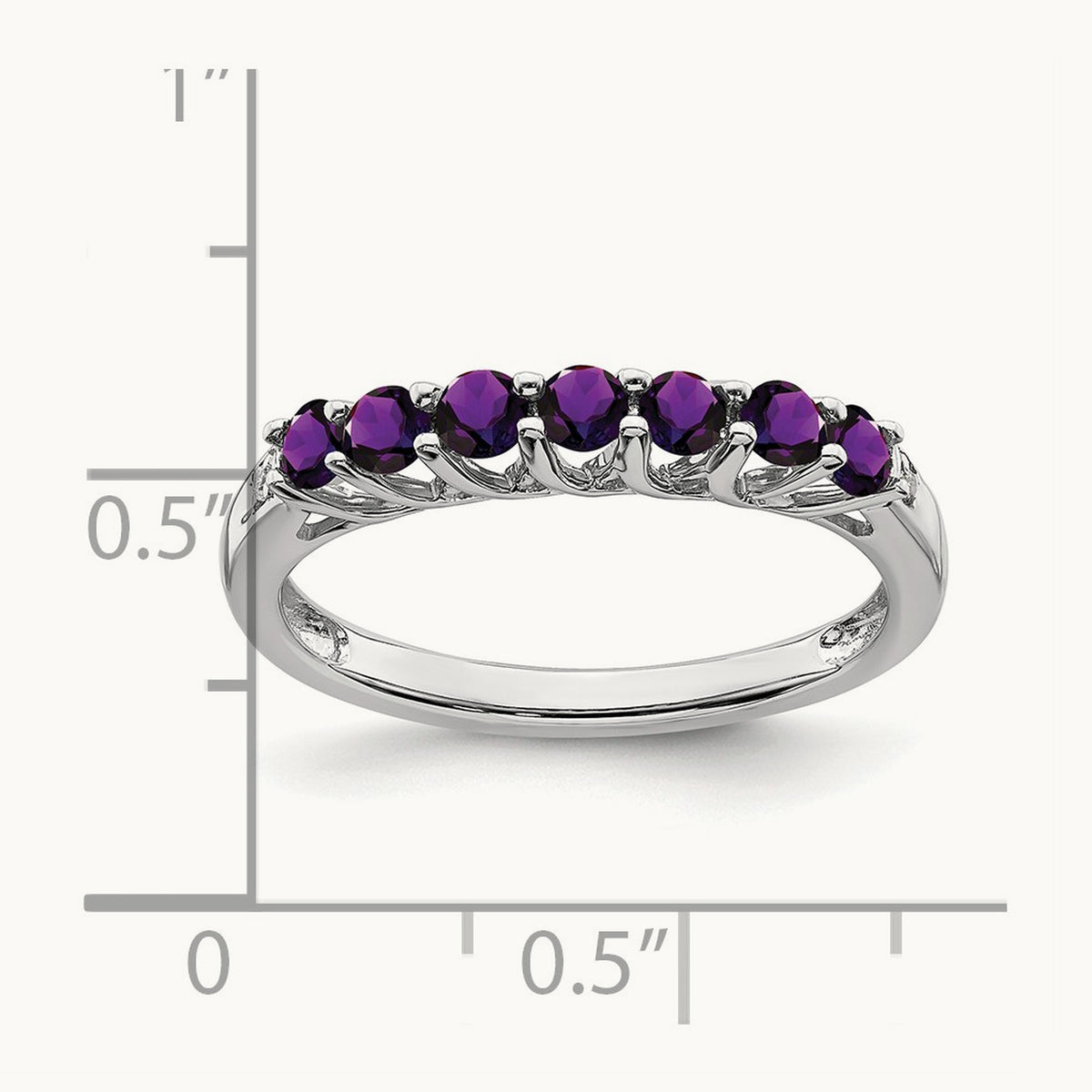 Amethyst and Diamond 7-stone Ring — 14K White Gold