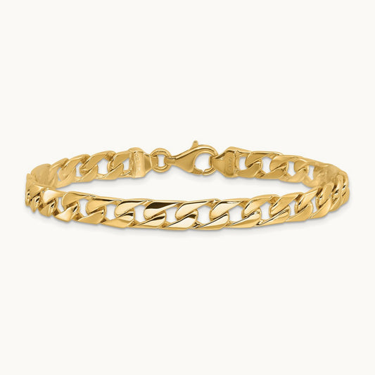 Hand-polished Fancy Link Bracelet, 6.5mm, 14K