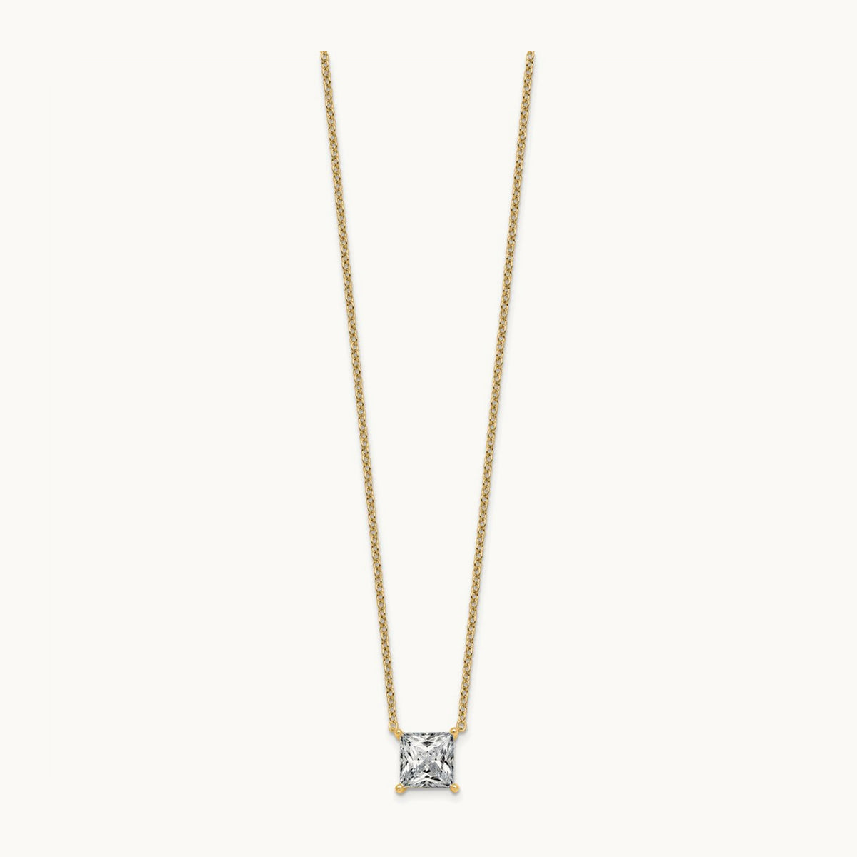 Princess Pendant Necklace, 0.25-4.00 ct tw Lab-Grown Diamond — 3 ct, 14K Yellow Gold
