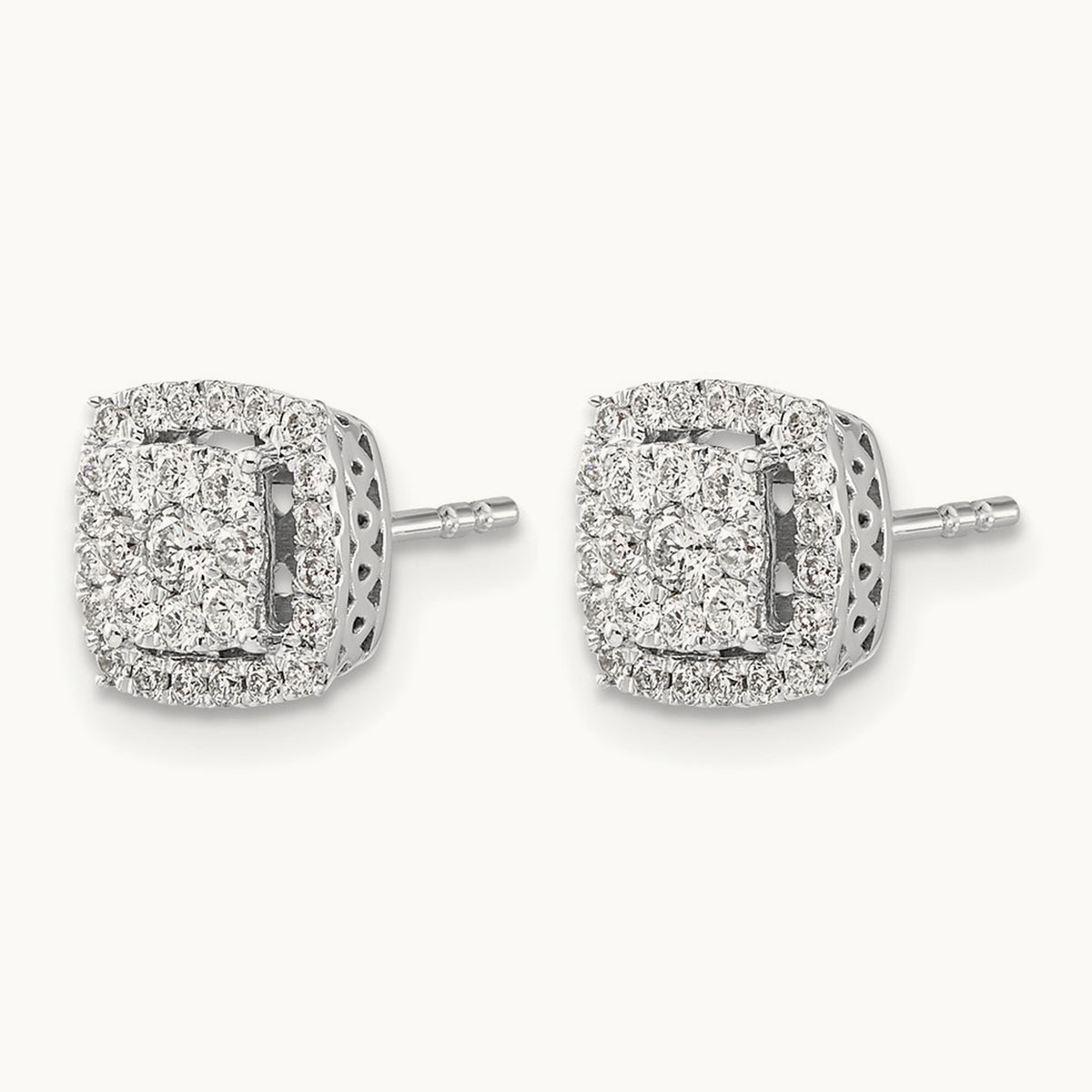 Double Halo Post Earrings, 0.50 ct tw Lab-Grown Diamond