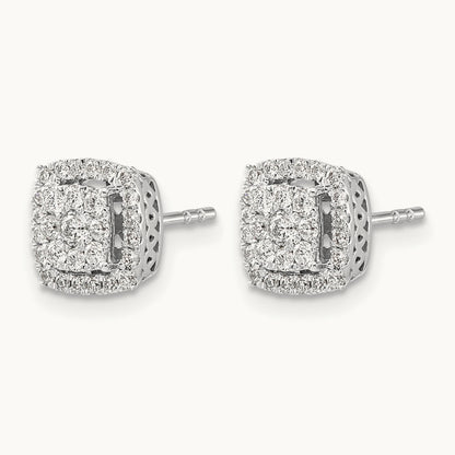 Double Halo Post Earrings, 0.50 ct tw Lab-Grown Diamond
