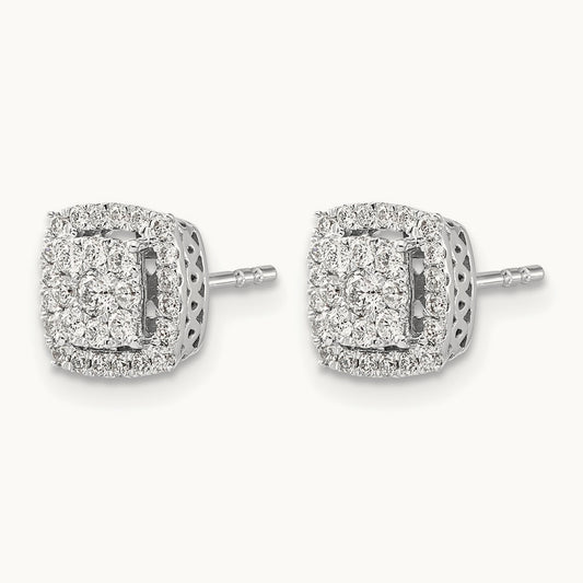 Double Halo Post Earrings, 0.50 ct tw Lab-Grown Diamond