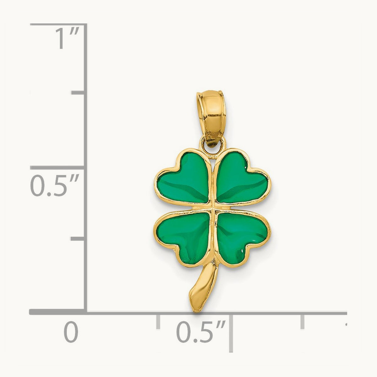 4-Leaf Clover Enameled Pendant, 14K