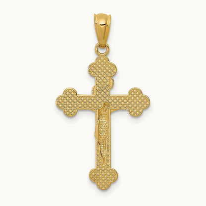 Polished INRI Medium Crucifix Pendant, 14K Gold
