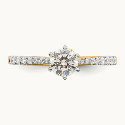 1/2ct Round Leaf Design Semi-Mount Dia Ring, 14K Gold