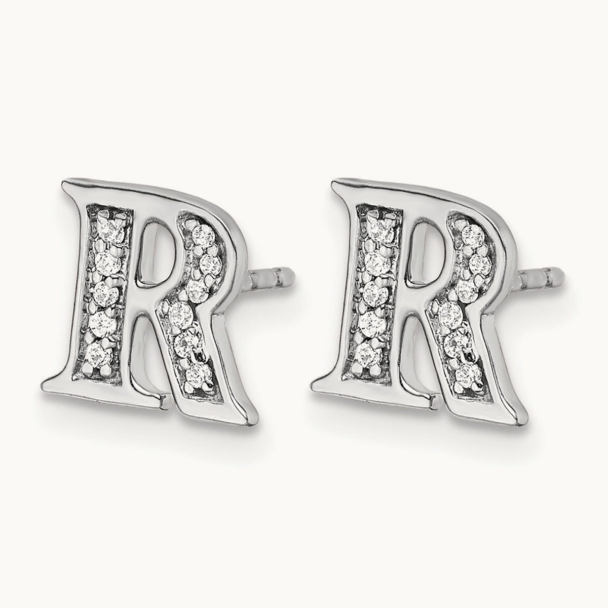 Diamond Earrings — 14K White Gold, 8mm, R