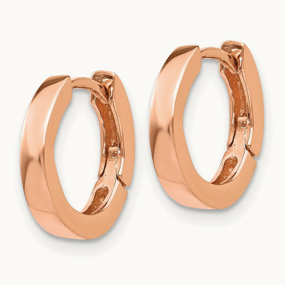 Round Hinged Hoop Earrings, 14K Rose Gold