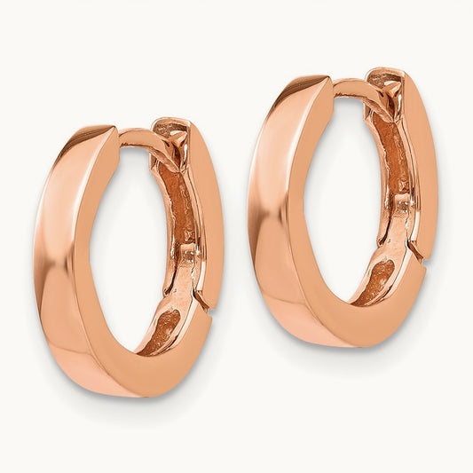 Round Hinged Hoop Earrings, 14K Rose Gold