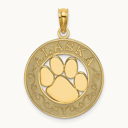 ALASKA w/ Bear Paw Charm, 14K