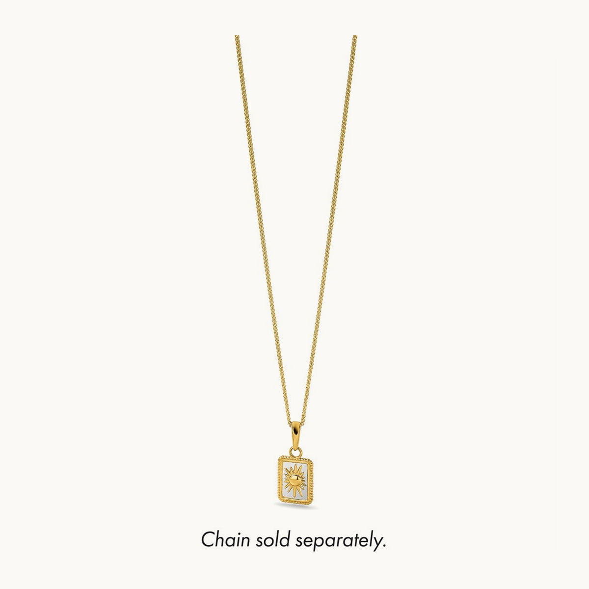 Sun in Frame Pendant, 14K with White Rhodium