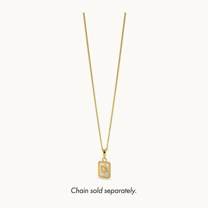 Sun in Frame Pendant, 14K with White Rhodium