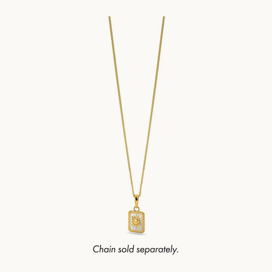 Sun in Frame Pendant, 14K with White Rhodium