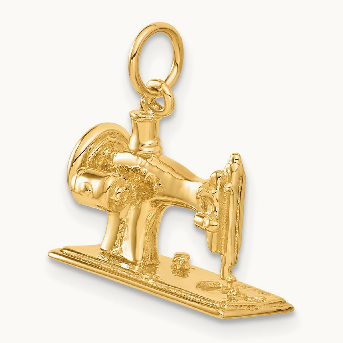 3D Antique Sewing Machine Charm, 14K