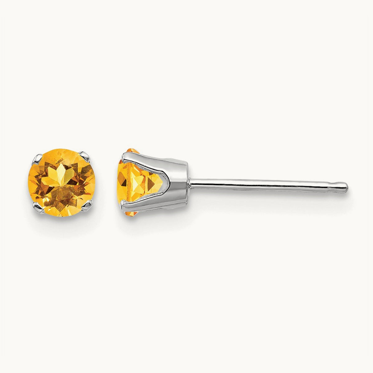 Citrine Stud Earrings — 4mm