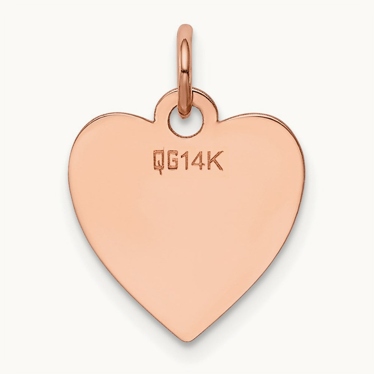 Plain .018 Gauge Engraveable Heart Disc Charm — 14K Rose Gold, 18mm