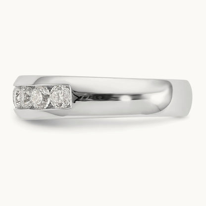 9-Stone Diamond Channel Band, 14K White Gold