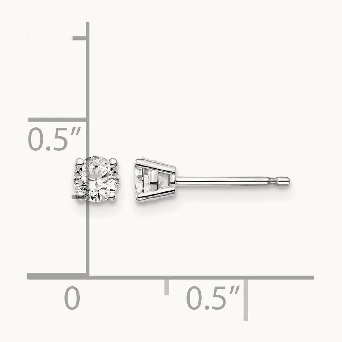 Round Diamond Stud Earrings — 14K White Gold, 0.44 ct tw, I1 J-K · push back