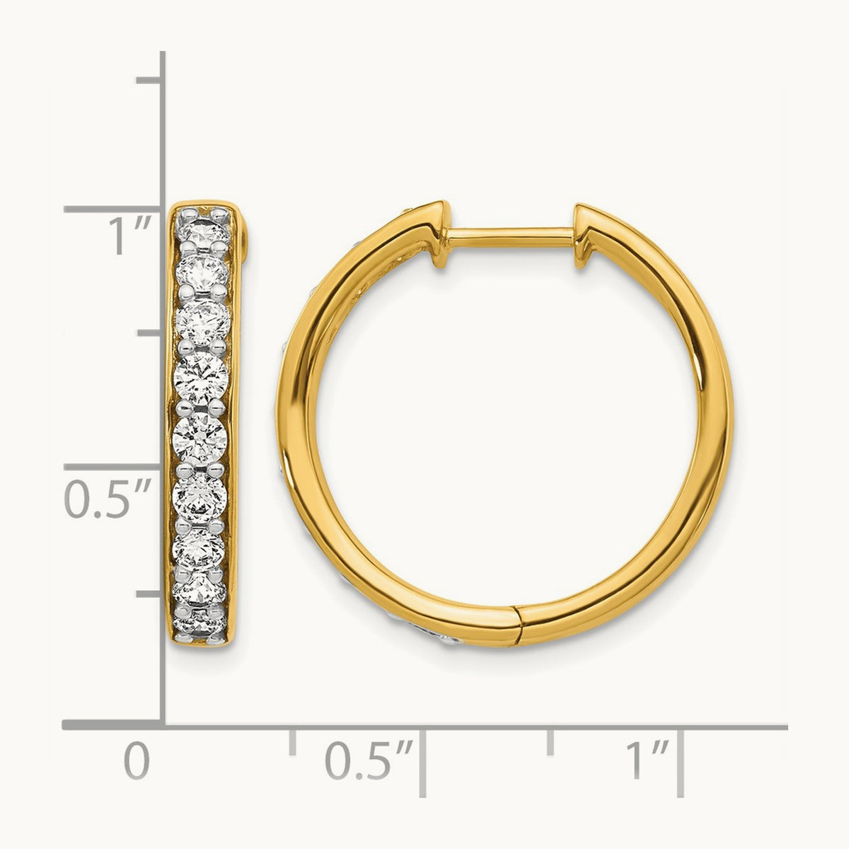 Diamond Hinged Hoop Earrings — 14K Yellow Gold, 1.26 ct