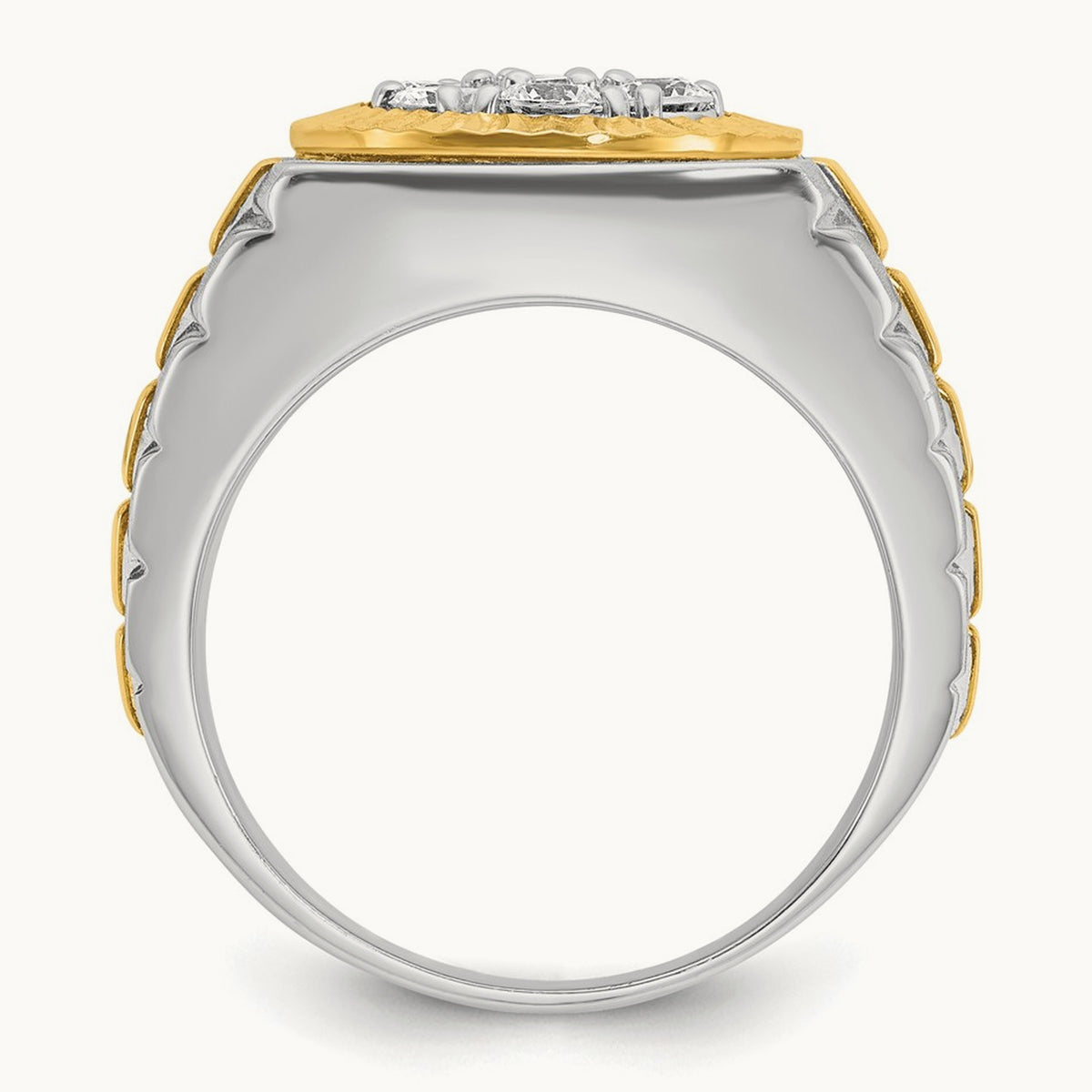 IBGoodman Men's Polished Satin & Textured Diamond Ring, 14K Two-tone