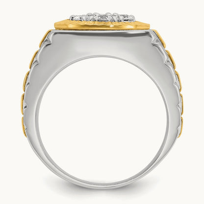 IBGoodman Men's Polished Satin & Textured Diamond Ring, 14K Two-tone