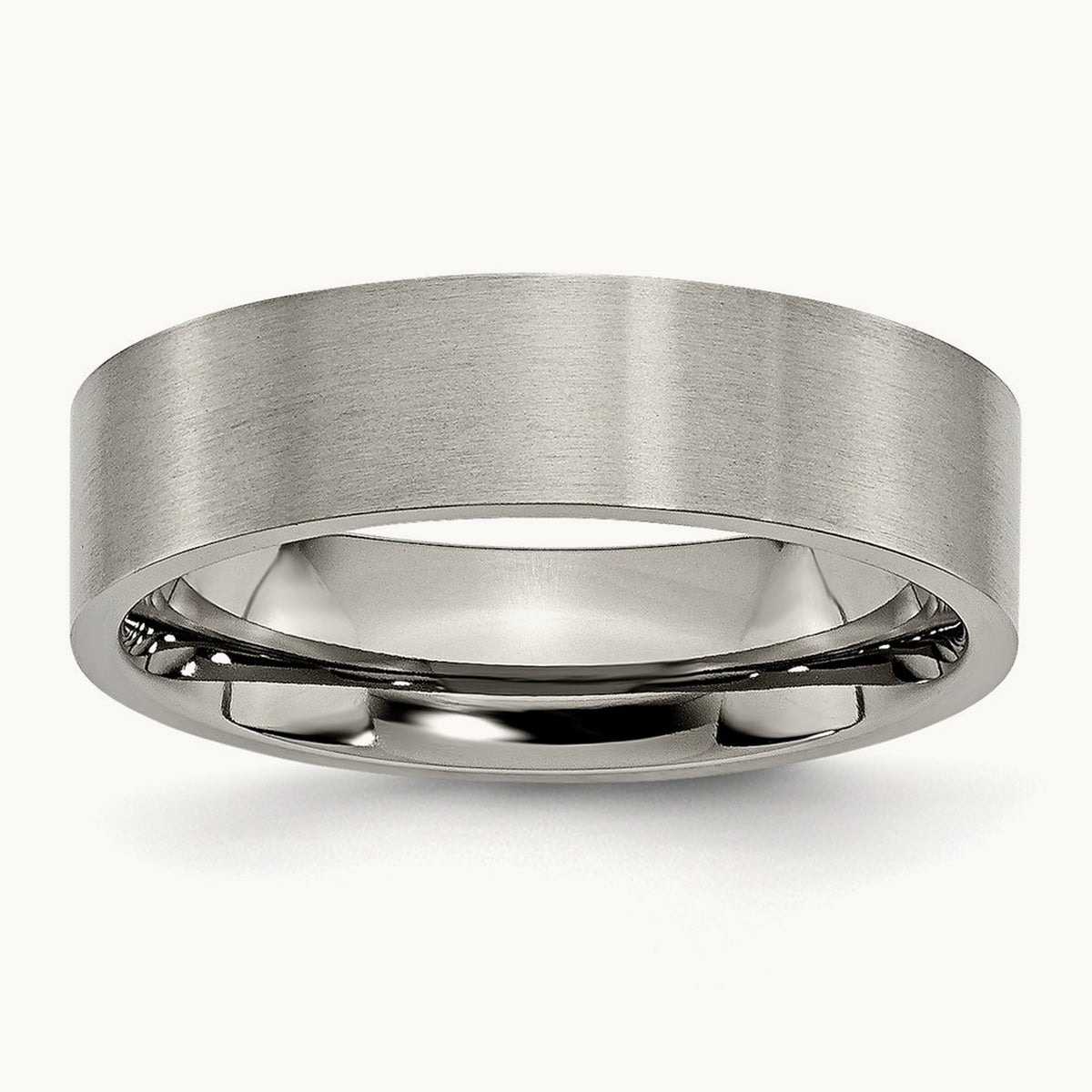 Brushed Flat Band, 6mm, Titanium