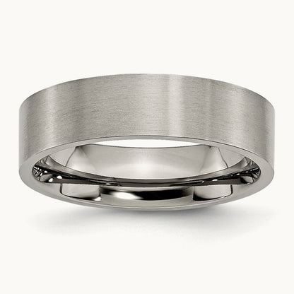 Brushed Flat Band, 6mm, Titanium