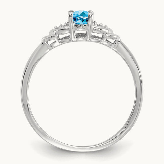 Blue Topaz and Diamond Ring, 14K White Gold
