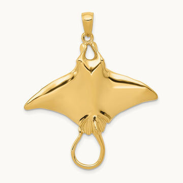 Manta Ray Pendant, 14K