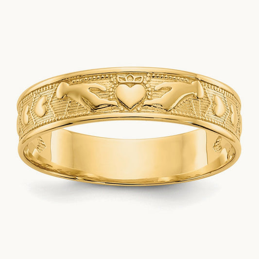 Polished Claddagh Band, 14K