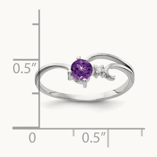 Amethyst AA Diamond ring, 4mm, 14K White Gold