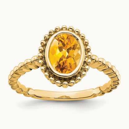 Oval Citrine Ring, 14K