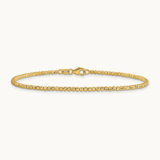 Polished and Diamond-cut Beaded Bracelet, 14K