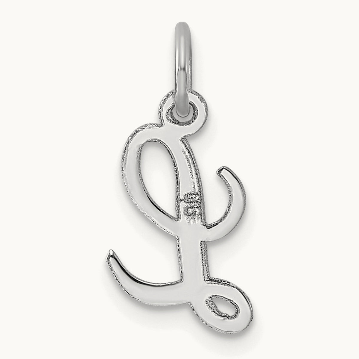 Small Script Letter L Initial Charm, 14K White Gold