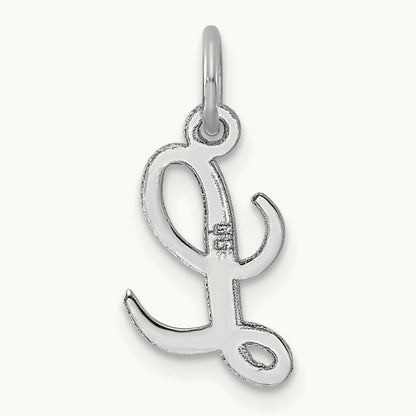 Small Script Letter L Initial Charm, 14K White Gold