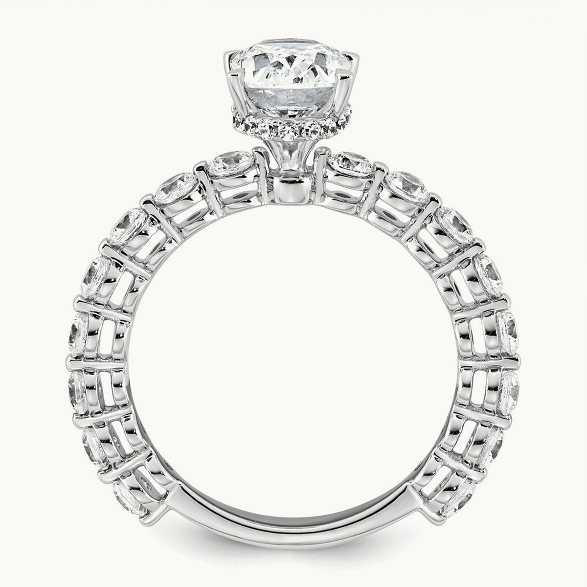 WG Shared Prong Oval Semi-Mount Engagement Ring, 1.25 ct tw Lab-Grown Diamond