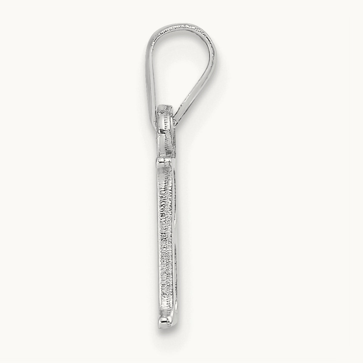 Polished Block Initial Pendant — 14K White Gold, A