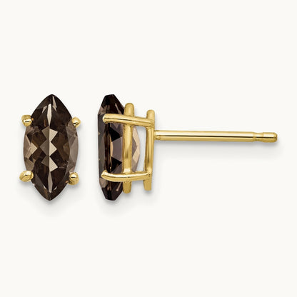 8x4 Marquise Smoky Quartz Earring, 14K