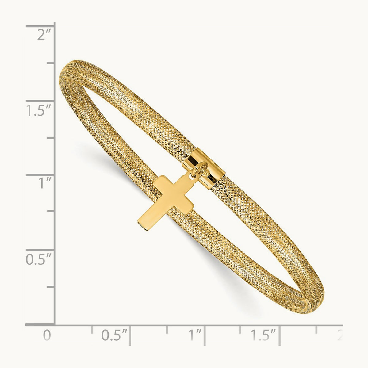 Mesh Cross Dangle Stretch Bracelet, 14K