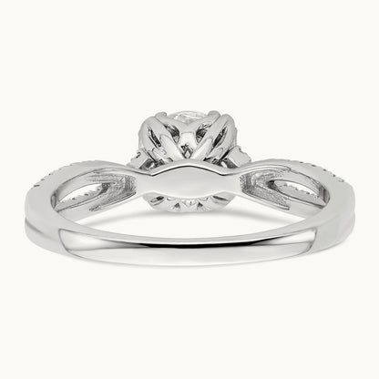 Criss-Cross 1ct Round Semi-Mount Eng Dia Ring, 14K White Gold