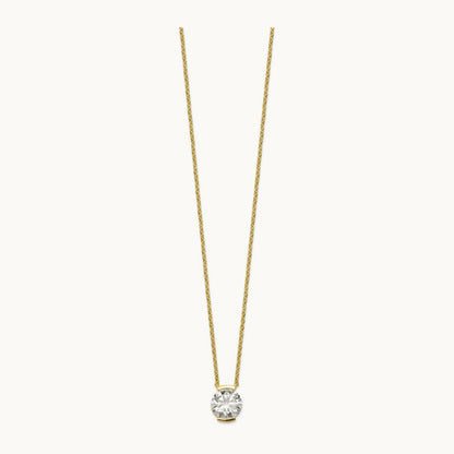 Round Half Bezel Pendant Necklace, 1.00-3.00 ct tw Lab-Grown Diamond
