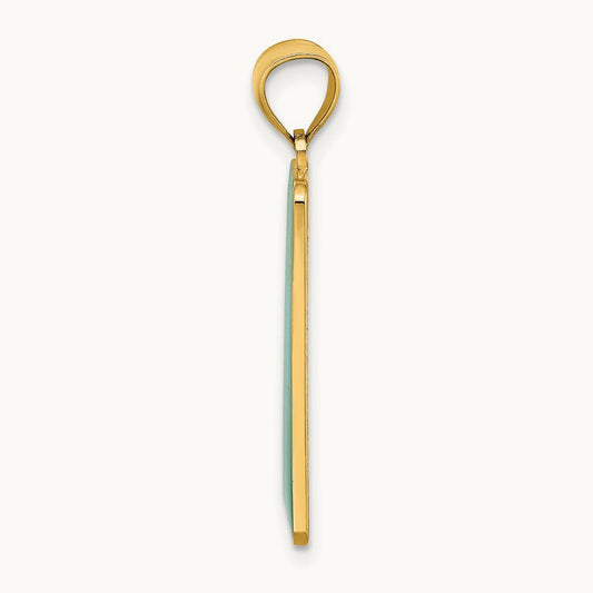 Enamel Mile Marker 0/ KEY WEST Charm, 14K
