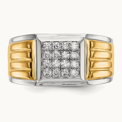 Diamond Square Mens Ring, 14K Two-tone