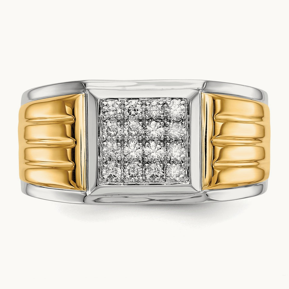 Diamond Square Mens Ring, 14K Two-tone