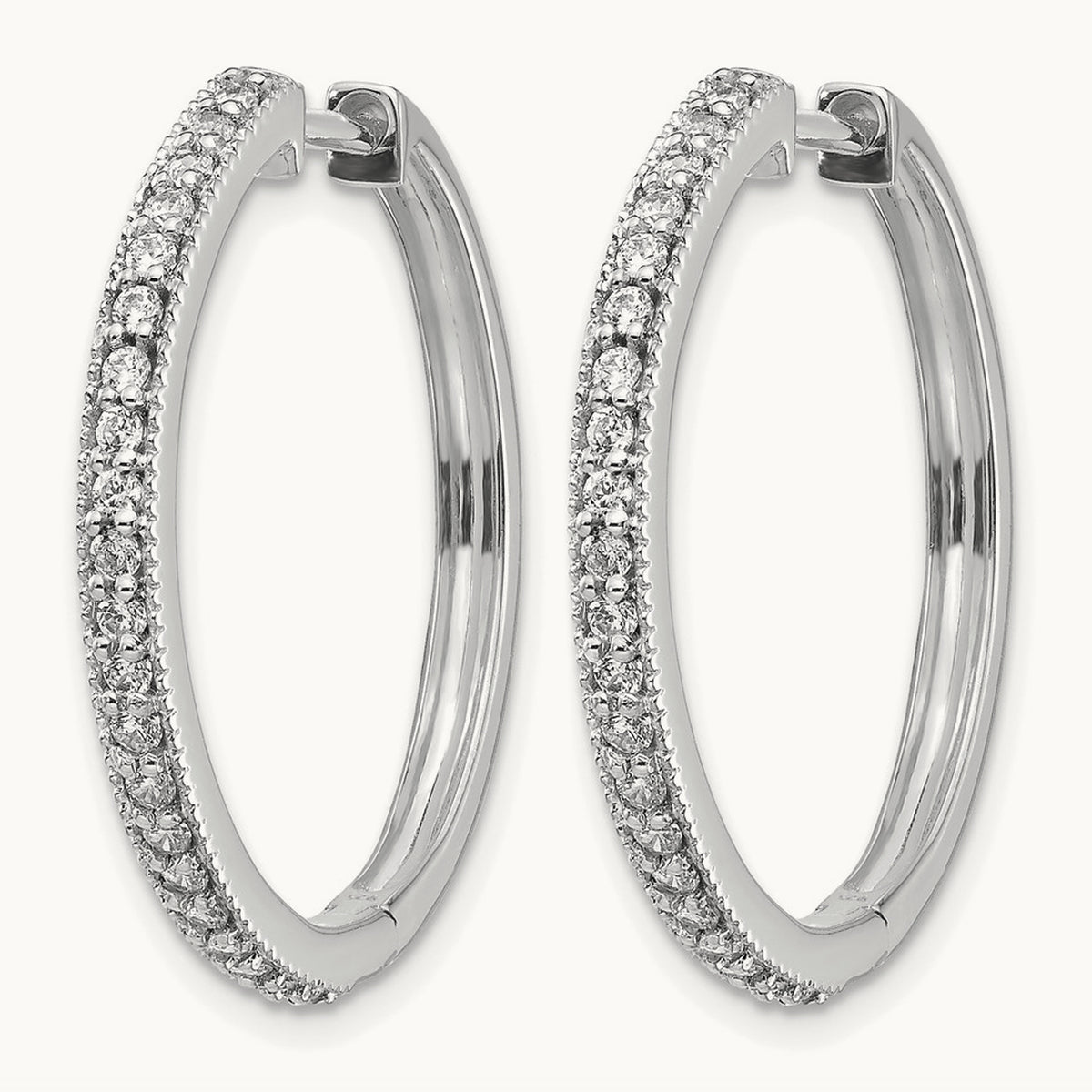 Hinged Hoop Earrings, 0.50 ct tw Lab-Grown Diamond — 14K White Gold